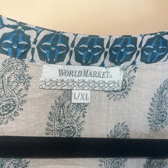 World Market boho style top with tasseled sleeves.  Size large - Picture 6 of 11